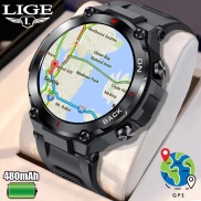 LIGE GPS Gốc Đồng hồ thông minh dành cho nam Màn hình cảm ứng đầy đủ Thể