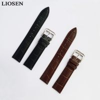 ✓∈✙ LIOSEN WatchbandsMen Women Genuine Leather Stainless Steel Buckle Strap Watch Band 16 22 24 mm Black Brown