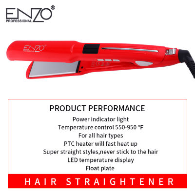 ENZO Professional Ceramic Tourmaline Ionic Flat Iron LCD Hair Straightener Straightens &amp; Curls with Adjustable Temp
