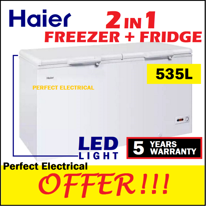 Haier BD568HP Chest Freezer 535L R600a 2 in 1 Convertible Fridge Freezer Twin Door with LED