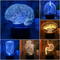 3D illusion light abstract eyes brain heart brain stomach whole body organ shape color touch home decoration LED night li Bulbs  LEDs HIDs