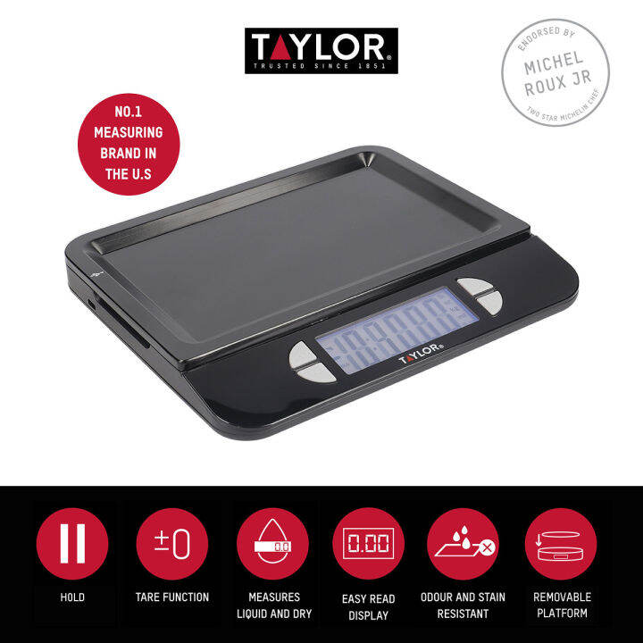 taylor-usa-pro-accurate-usb-c-rechargeable-kitchen-scales-with-tare-function-stainless-steel-11lbs-5kg-5000ml-176-fl-oz-เครื่องชั่งน้ำหนักดิจิตอล