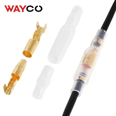 10/50 Set Bullet Electrical Wire Connectors Gold Brass/Silver Crimp Terminals Male Female Fast Butt For Motorcycle Automotive