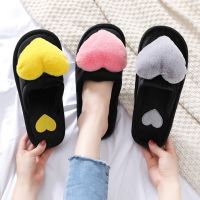 Home Women Slippers Winter Shoes Women House Slippers Warm Love Heart Non-Slip Floor Home Furry Slippers Fashion fur Soft Slides