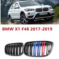 1 Pair Front Grilles For BMW X1 F48 2017-2019 Gloss Matte Black Kidney Grill Replacement Racing Front Bumper Grilles