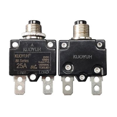 【LZ】 2 pcs KUOYUH 88 series 25A straight PIN Metal Nut Mini Circuit Breaker Manual Reset Thermal Overload protector switch