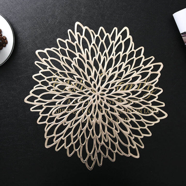 64ชิ้น-placemats-กลมร้านอาหารกลวงพีวีซีตกแต่งอาหารเสื่อป้องกันความร้อนโต๊ะรับประทานอาหารสายเสื่อสเต็กแผ่นแผ่นดอกไม้
