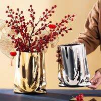 Ceramic Flower Vase Large Capacity Gold Silver Centerpiece Vases for Party Home Bedroom Dining Table Decor