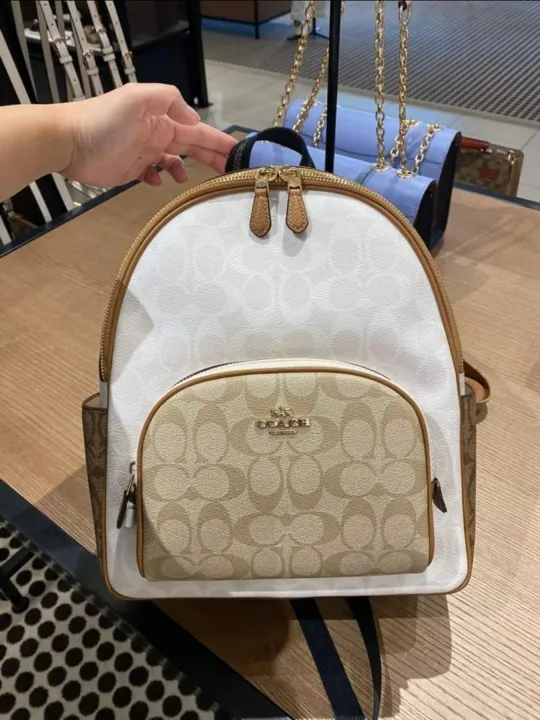 Coach CA439 Court Double Zip Backpack in Blocked Glacier White / Chalk ...