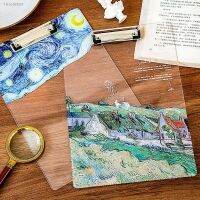 ☜﹍ Van Gogh acrylic board clip file transparent clip writing pad test paper storage school supplies stationery with clip clipboard