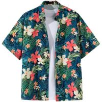 ❐  Ins port taste sense vintage ancient with male flowers with short sleeves shirt Thai Hawaiian shirt new handsome coat tide restoring ancient ways