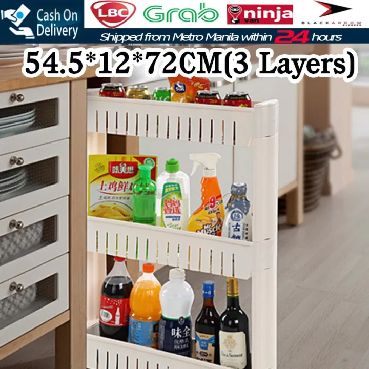 【Fast Delivery】Gap Kitchen Storage Rack Shelf Movable 3 Layer Organizer
