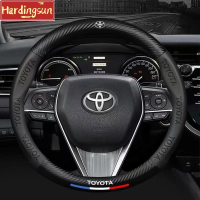 Hardingsun ฝาครอบพวงมาลัยหนังโตโยต้า Vios โตโยต้า Vios Wigo Lnnova Rav4 Hiace Hilux Fortuner Avanza Civic ฝาครอบพวงมาลัยสำหรับทุกฤดูกาลอุปกรณ์เสริมรถยนต์/โตโยต้าฝาครอบพวงมาลัย