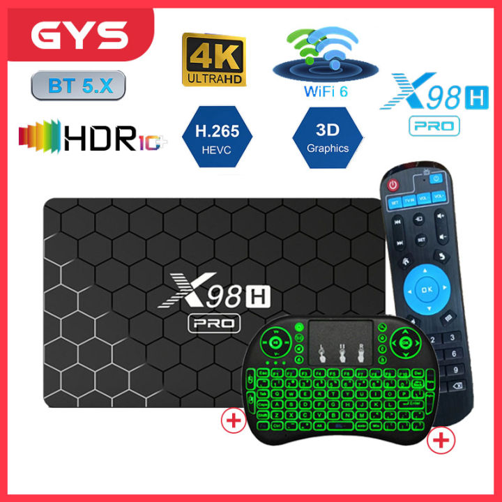 X98H PRO Android 12.0 Smart TV Box 4/64GB. Support 2.4G/5G WiFi6, 1000M  Ethernet LAN, HDMI in, Android Box with H618 Bluetooth 5.0 3D/6K Video TV  Set