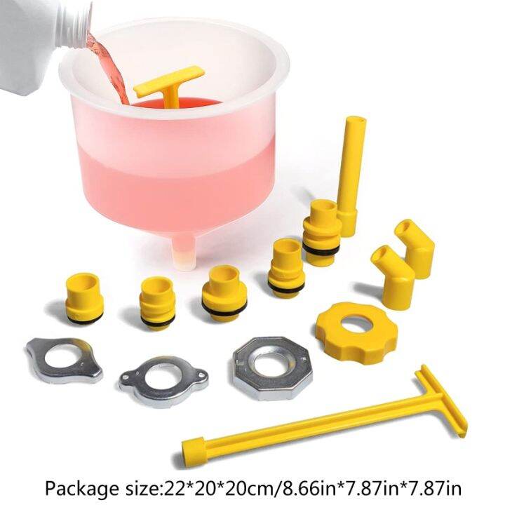 Spill Proof Coolant Filling Plastic Funnel Kit with Adapter Coolant
