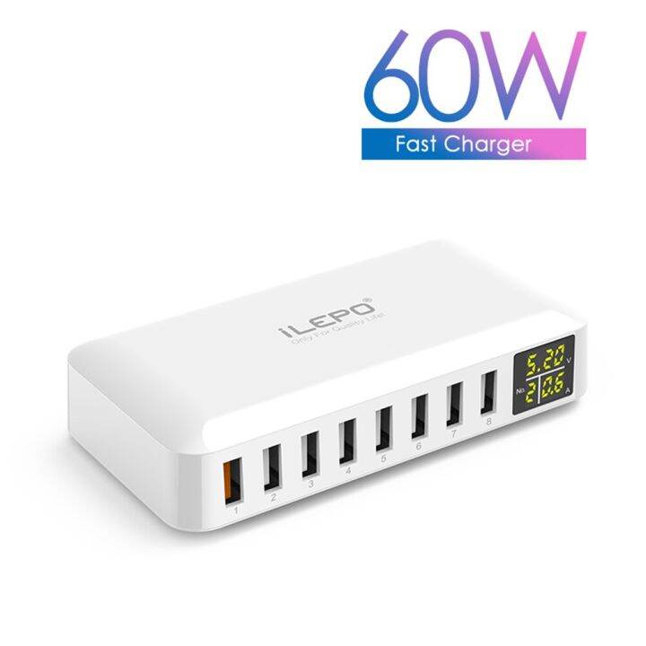 60w-8พอร์ต-usb-r-qc-3-0ฮับจอแสดงผลแอลอีดีเร็ว-usb-หลากหลายแท่นชาร์จ-usb-รวดเร็วโทรศัพท์มือถือเดสก์ท็อป-r