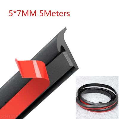 5M Car Door Seal Strip Anti-Collision Adhesive T-Type Rubber Sealing Strip Black For Car Edge Trim Bumper Lip