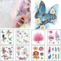 Glitter Tattoo Stickers Butterfly Mermaid Cherry Feather Blossom Unicorn Fake Tattoo for Kids Woman Face Arm Body Art Stickers Stickers