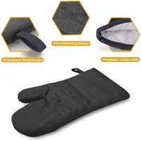 Oven Mitts and Pot Holders 6pcs Set Kitchen Oven Glove High Heat Resistant Extra Long Oven Mitts and Potholder