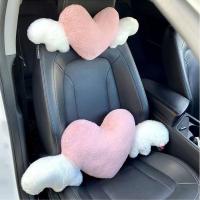 Heart-Shaped Car Headrest Plush Love Neck Pillow Seat Universal Lumbar Pillow Support Accessories Back Car Cushion Car Gadget Seat Cushions