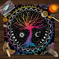 Morris8 Oracle Tarot Mat Sun Moon Divination Witchcraft Astrology Supplies Tree of Life Tablecloth Altar Cloth