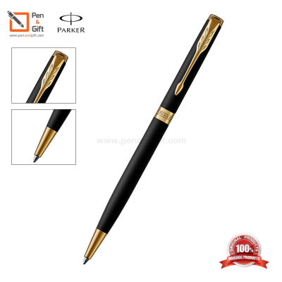 Parker Sonnet Slim Matte Black Lacquer GT Ballpoint Pen  ปากกาลูกลื่น ซอนเน็ต สลิม แมตแบล็ค ดำด้านคลิปทอง ของแท้100% (พร้อมกล่องและใบรับประกัน) [Penandgift]
