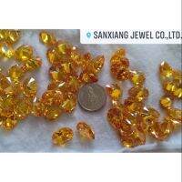 GOLD YELLOW CZ /เพชรรัสเซียสีเขียวเหลืองทอง รูปไข่ หรือ หยดน้ำ เจียระไนเหลี่ยมก้นเพชร เกรดพลอยคุณภาพ