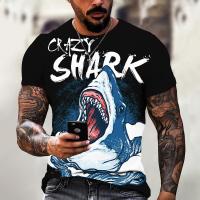 Vintage Men T เสื้อ 3D Shark พิมพ์เสื้อแขนสั้น Casual Street สัตว์กราฟิกเสื้อยืดขนาดใหญ่ Tee เสื้อบุรุษเสื้อผ้า