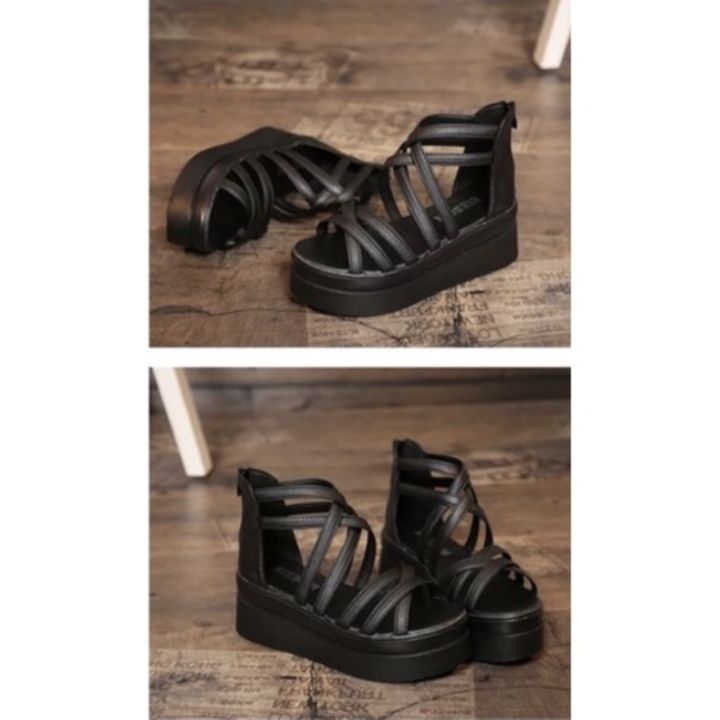 a-so-cute-รองเท้าแตะพื้นหนาที่มีซิปด้านหลังง่ายต่อการใส่-รองเท้าแตะส้นหนา-โรมัน