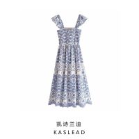 KASLEAD new womens European and American wind hollow out embroidery condole belt dress fashion party backless careful machine ❤