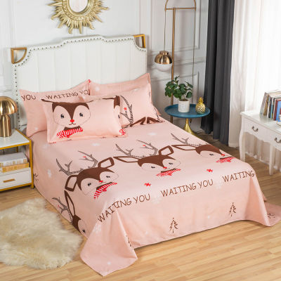 1ชิ้นสีชมพูกวางน่ารักแผ่นเตียงเครื่องล้างทำความสะอาดได้ติดตั้งแผ่นเตียง1.5เมตร1.8เมตรเตียงตกแต่งบ้านแผ่นเตียงเต็มปกผ้า