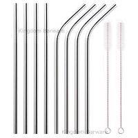 Set of 8 Stainless Steel Metal Straws 8.5 Reusable Drinking Straws For 20oz Tumblers 6mm Diameter(4 Straight+4 Bent+2 Brushes) Specialty Glassware