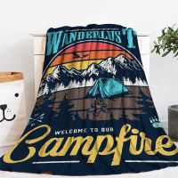 2023 Vintage Landscape Pattern Flannel Blanket Multi-Function Nap Blanket Bed Sheet Sofa Towel Camping Equipment