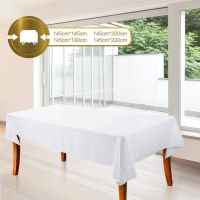 【cw】 1pc White Tablecloth Hotel Banquet Wedding Party Pure Coffee Rectangle Glossy Table Tablecloth Room Tablecloth Dining Color P0s8 ！