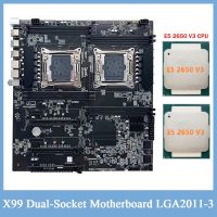 1 Set Computer Motherboard Dual-Socket Motherboard X99 Dual-Socket Motherboard LGA2011-3 Dual CPU Support RECC DDR4 Memory with 2XE5 2650 V3 CPU