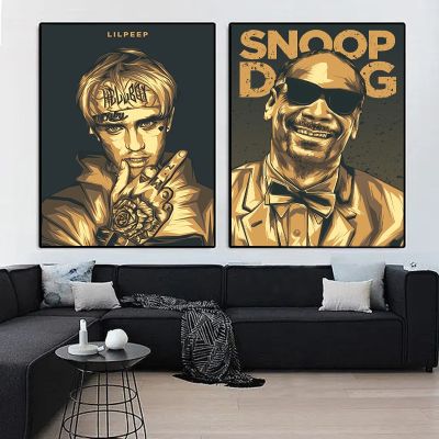 Lil Peep และ Snoop Dogg Hip Hop Rapper Star โปสเตอร์ภาพวาดผ้าใบเพลง Pop Art ภาพผนังสำหรับห้องนั่งเล่นสมัยใหม่ตกแต่งบ้าน