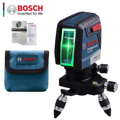 Bosch เลเซอร์ GLL30G อย่างเป็นทางการเลเซอร์ความแม่นยำระดับสูงแสงสีเขียวสองเส้นแนวนอนและระดับเลเซอร์แนวตั้งเลเซอร์วัดระยะทาง30เมตร