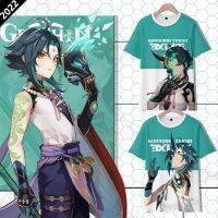 NEW New Original Style God Game Anime Product Zhong Lizhu Printed 2d Short Sleeve T-shirt Cos Mens Clothing Female Student Summer Clothing