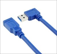 Kabel Ekstensi USB 3.0 30Cm Sudut Kanan Kiri 90 Derajat Pria Ke Wanita Kecepatan Super 5Gbps Pengisian Sinkronisasi Data