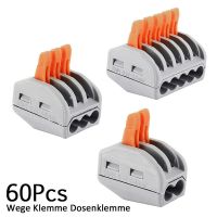 【Best-Selling】 Gorayas 60ชิ้น/เซ็ต Reusable Terminal Block Lever Home Compact Splicing Connector Wire 2/3/5 Pole Cable Clamp Nut For Lighting Fixtures