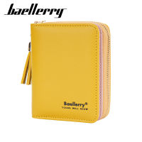 Baellerry กระเป๋าสตางค์แบบสั้นสำหรับผู้หญิงแบบใหม่กระเป๋าใส่การ์ดแบบออร์แกนหลายช่องสไตล์เกาหลีกระเป๋าใส่เหรียญมีซิปมีพู่สำหรับผู้หญิง