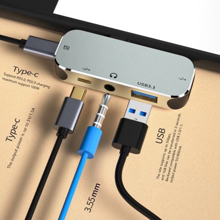 6ใน1-usb-c-hub-type-c-3-1-4k-hd-อะแดปเตอร์กับ-sd-อ่านบัตร-tf-rj45-pd-ชาร์จเร็วสำหรับโน้ตบุ๊ค-macbook-คอมพิวเตอร์แล็ปท็อป-feona