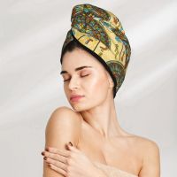 【CC】☂  Microfiber Shower Cap Ancient Egyptian Hieroglyphs Hat Dry Hair Drying Soft Turban