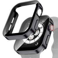 กระจก + เคสสำหรับ Apple Watch เคสป้องกันหน้าจอสำหรับ IWatch Series 5 SE 6,อุปกรณ์เสริม8 7 45มม. 41มม. 44มม. 40มม.