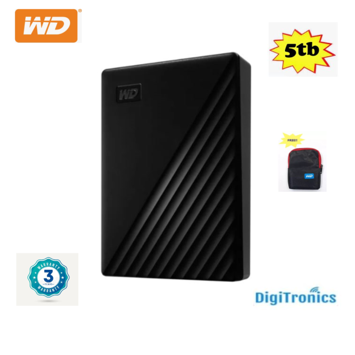 WD My Passport 5TB Portable External Hard Drive Black (WDBPKJ0050BBK ...