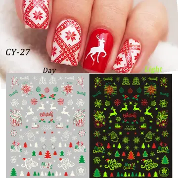 9Pcs Gold Laser Color Christmas Colorful Nail Art Stickers Cartoon Elk  Christmas Tree Snowflake Snowman Animal Decoration DIY Design Nail Art  Decals Decorative Nail Art Accessories