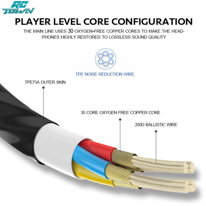 rctown-2023ชุดหูฟังกีฬาหูฟังโทรศัพท์หูฟังแบบใช้สายหูฟังพร้อมไมโครโฟนหูฟังเพลงใช้ได้กับคอมพิวเตอร์โทรศัพท์มือถือคอมพิวเตอร์เครื่อง