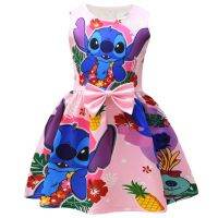 Disney Kids Dresses Lilo And Stitch Lilo And Stitch Steedy Cartoon Summer Steedy Round Neck Sweet Girls Dresses For Children