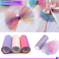 KLOMKZ สีไล่ระดับสี ผ้างานฝีมือ กากเพชรสีรุ้ง 10หลา ม้วน Tutu Tulle นุ่มนุ่มๆ กระโปรง Tutu ผ้าโปร่งสีรุ้ง ดีไอวาย