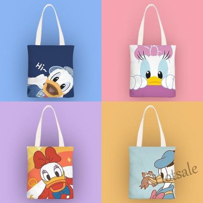 【hot sale】✧ C16 Disney Donald Duck Daisy ins Small Fresh Canvas Bag Shoulder One-Shoulder Portable (With Zipper) Shopping A4 Can Hold Various Options